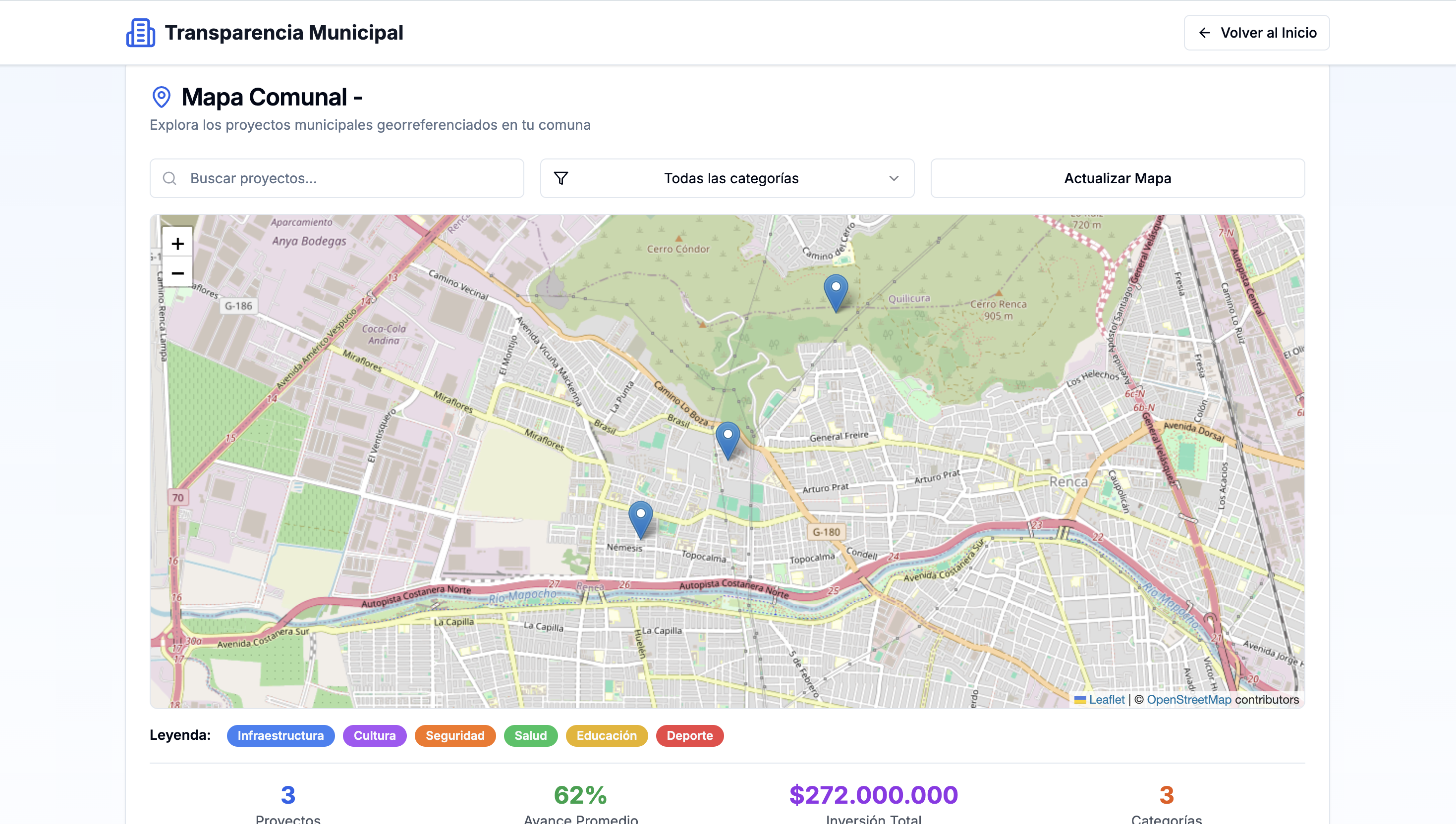 Mapa con Estadísticas